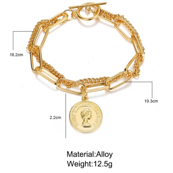 Gold Coin Chain Bracelet - Picture 3 of 7